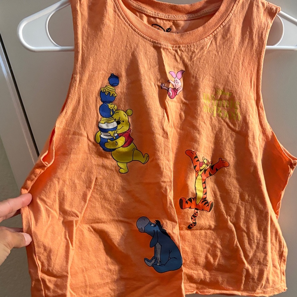 Disney Orange Crop Top with Pooh and Friends